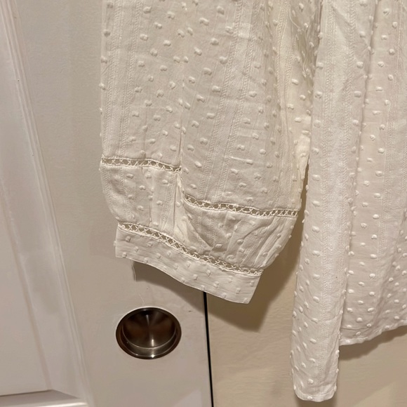 Talbots White Swiss Dot Peasant Blouse - Picture 2 of 5